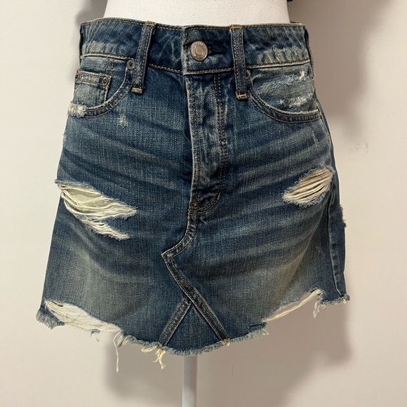 Distressed Denim Mini Skirt - Picture 2 of 4